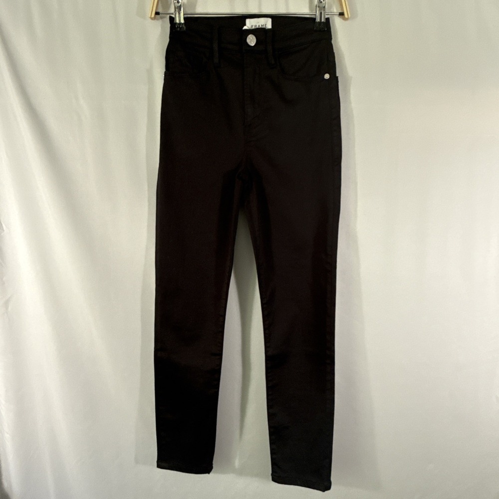 FRAME Ali High Rise Cigarette Noir Black Stretch Skinny Jeans Womens 24 NWT